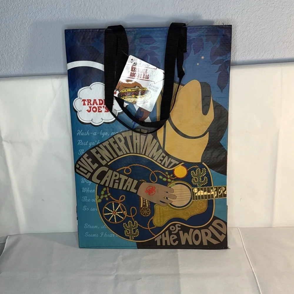 Trader Joe’s Plastic Reusable Shopping Tote Bags Collectible 6 Gallon Set of 3